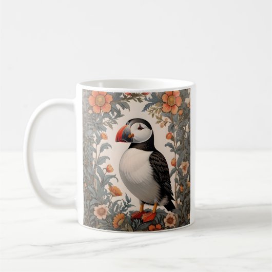 Atlantic Puffin William Morris geïnspireerd door b Koffiemok (Links)