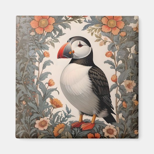 Atlantic Puffin William Morris geïnspireerd door b Magneet (Voorkant)