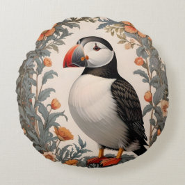 Atlantic Puffin William Morris geïnspireerd door b Rond Kussen