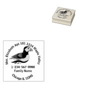 Atlantic Puffin Zwemmen Familie Home Contact Info Rubberstempel (Gestempeld)