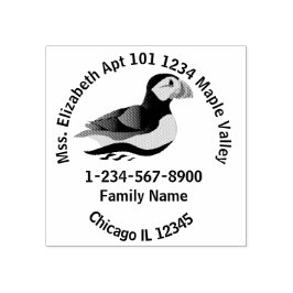 Atlantic Puffin Zwemmen Familie Home Contact Info Rubberstempel