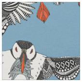 Atlantic Puffins blue Stof (Close Up)