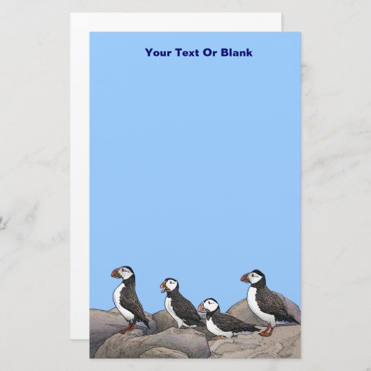 Atlantic Puffins Briefpapier (Voorkant / Achterkant)