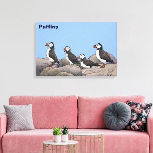Atlantic Puffins Canvas Afdruk (Insitu (Woonkamer))