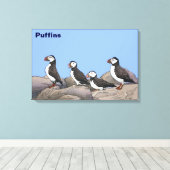 Atlantic Puffins Canvas Afdruk (Insitu (Houten vloer))