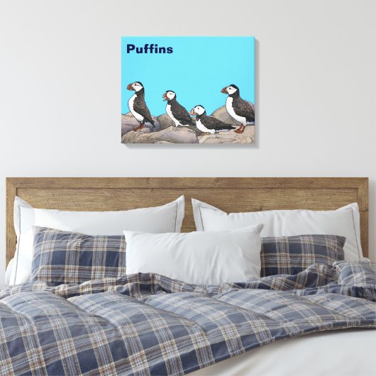 Atlantic Puffins Canvas Afdruk (Insitu (Slaapkamer))