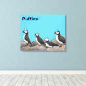 Atlantic Puffins Canvas Afdruk (Insitu (Houten vloer))