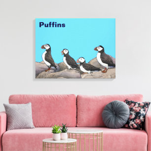 Atlantic Puffins Canvas Afdruk