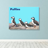 Atlantic Puffins Canvas Afdruk (Insitu (Houten vloer))