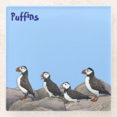 Atlantic Puffins Glazen Onderzetter (Voorkant)