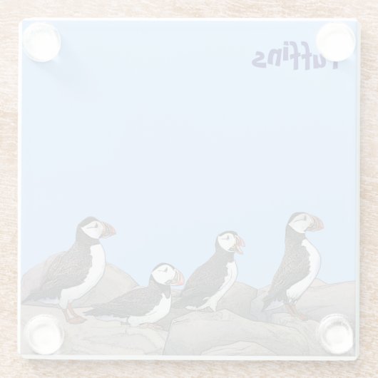 Atlantic Puffins Glazen Onderzetter (Achterkant)