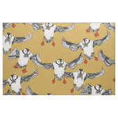 Atlantic Puffins Gold Stof (Fat Quarter)