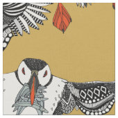 Atlantic Puffins Gold Stof (Close Up)
