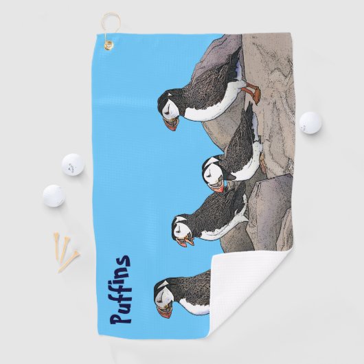 Atlantic Puffins Golfhanddoek (Insitu)