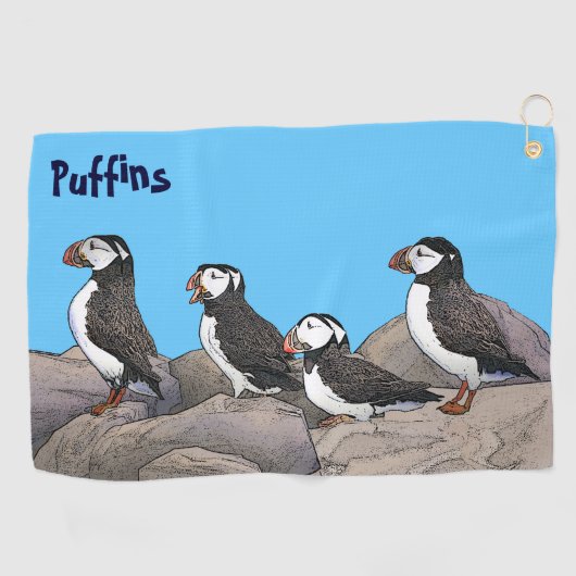 Atlantic Puffins Golfhanddoek (Horizontaal)
