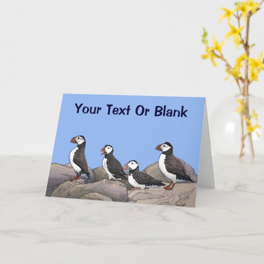 Atlantic Puffins Kaart (Gele Bloem)