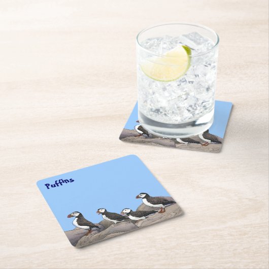 Atlantic Puffins Kartonnen Onderzetters (Insitu)