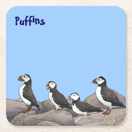 Atlantic Puffins Kartonnen Onderzetters (Voorkant)