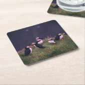 Atlantic Puffins Kartonnen Onderzetters (Schuin)