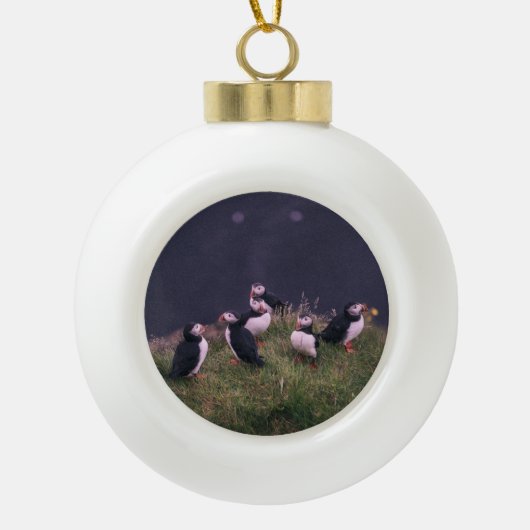 Atlantic Puffins Keramische Bal Ornament (Voorkant)