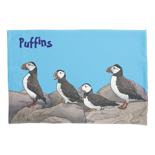 Atlantic Puffins Kussensloop (Voorkant)