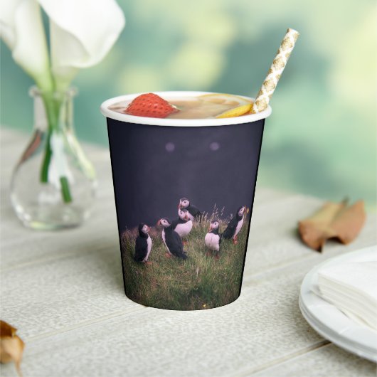 Atlantic Puffins Paper Cups Papieren Bekers (Insitu)