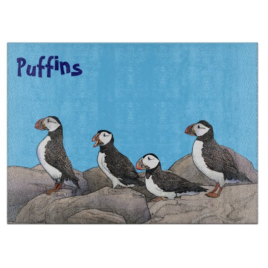 Atlantic Puffins Snijplank (Voorkant)