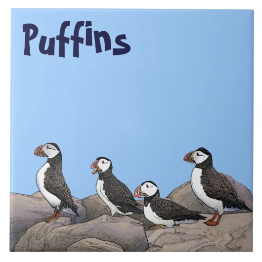 Atlantic Puffins Tegeltje (Voorkant)