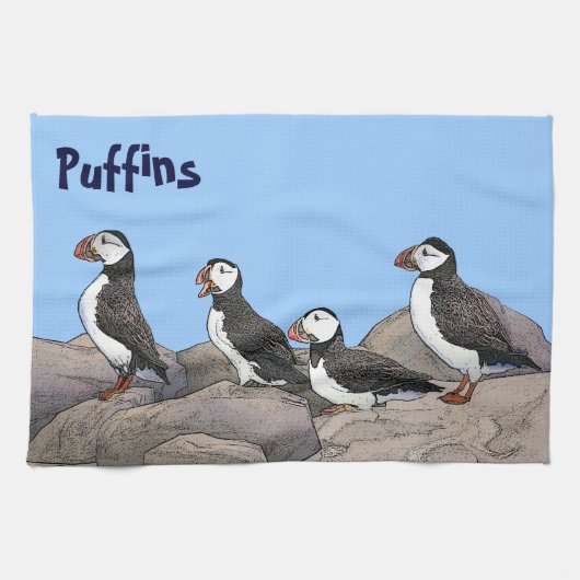 Atlantic Puffins Theedoek (Horizontaal)