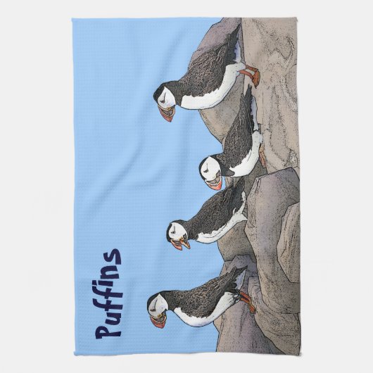 Atlantic Puffins Theedoek (Verticaal)