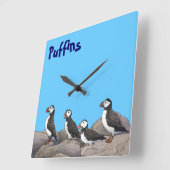Atlantic Puffins Vierkante Klok (Hoek)