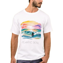 ATLANTIC SOUL Surfer Zonsondergang Aquarel Oceaang