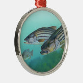Atlantic Stribass Fish Morone Saxatilis Metalen Ornament (Rechts)