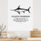 Atlantic Swordfish Scientific Illustration  Poster (Keuken)