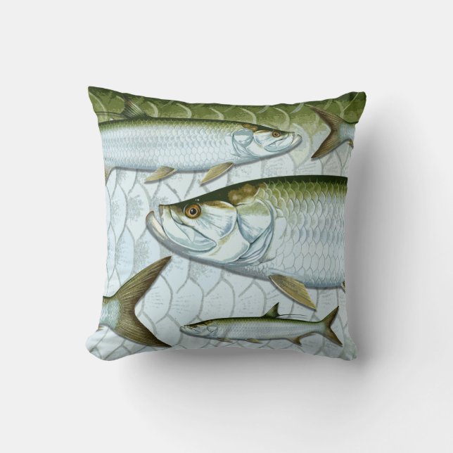 Atlantic Tarpon Worpdek Kussen (Voorkant)