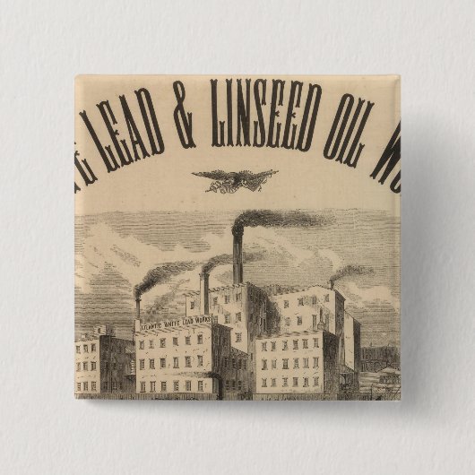 Atlantic White Lead en Linseed Oil Works Vierkante Button 5,1 Cm (Voorkant)