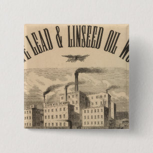 Atlantic White Lead en Linseed Oil Works Vierkante Button 5,1 Cm