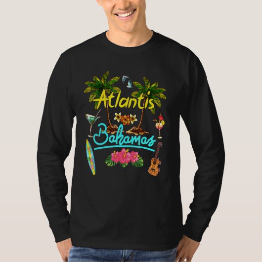 Atlantis Bahamas Beach Summer Palm Surf Sun Set Pa T-shirt (Voorkant)