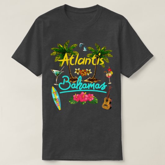 Atlantis Bahamas Beach Summer Palm Surf Sun set Pa T-shirt (Design voorkant)