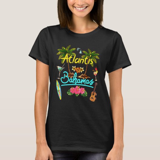Atlantis Bahamas Beach Summer Palm Surf Sun Set Pa T-shirt (Voorkant)