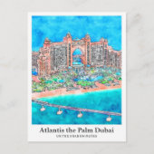 Atlantis de Palm Dubai UAE Travel Waterverf Briefkaart (Voorkant)