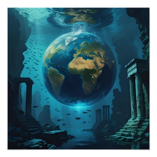 Atlantis Earth - Onderwater ruïnes Perfect Poster (Voorkant)