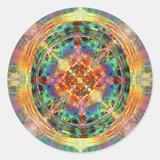 Atlantis geïnspireerde Rainbow Mandala Ronde Sticker (Voorkant)