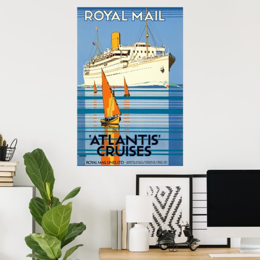  ATLANTIS OCEAN LINER REIZEN POSTER (Thuiskantoor)
