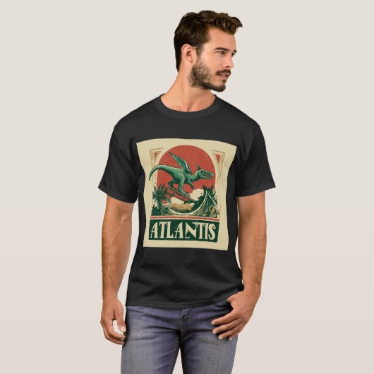 “Atlantis” Pterosaur on a Skateboard T-shirt (Voorkant volledig)