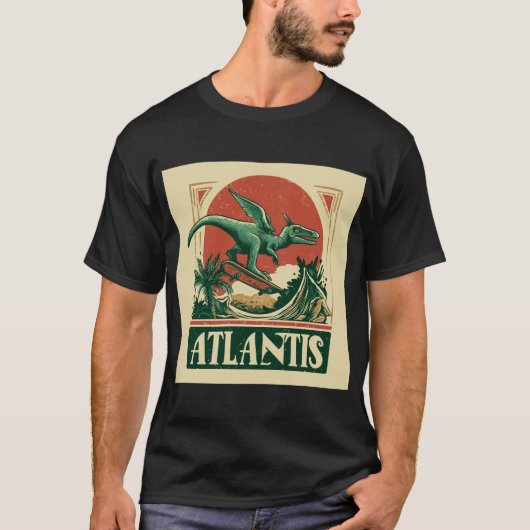 “Atlantis” Pterosauriër op een Skateboard T-shirt (Voorkant)