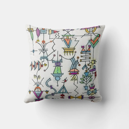 Atlantis Twee-grillige hand geschilderd Abstracte Kussen (Achterkant)