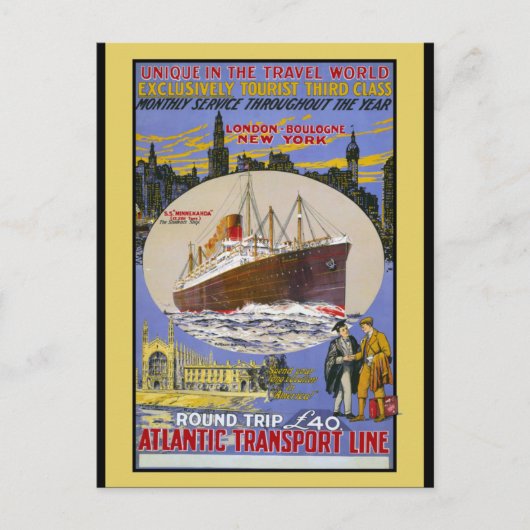atlantisch transport-oceaanstomer briefkaart (Voorkant)