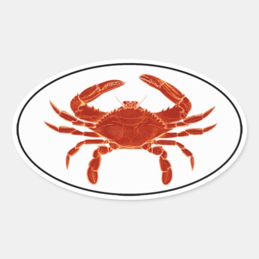 Atlantische blauwe krab euro stijl ovale Sticker L (Voorkant)