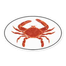 Atlantische blauwe krab euro stijl ovale Sticker L